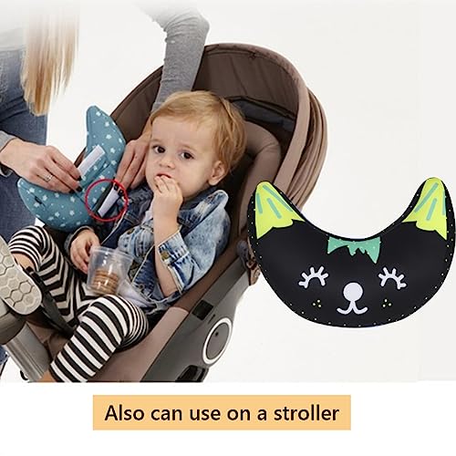 Kids Car Seat Travel Neck Pillow Soft Neck Support Cushion Car Seat Belt Cover Cushion Pillow Car Seatbelt Shoulder Pad Head Neck Support Pillow Seat Strap Pillow for Car Airplane Pushchair Travel - color: 2pcs X Black