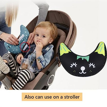 Kids Car Seat Travel Neck Pillow Soft Neck Support Cushion Car Seat Belt Cover Cushion Pillow Car Seatbelt Shoulder Pad Head Neck Support Pillow Seat Strap Pillow for Car Airplane Pushchair Travel - color: Black