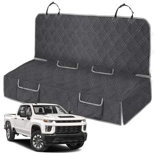 Dog Car Seat Cover Compatible with Full-Size Truck, Ford F150/250/350 Chevy Silverado Dodge Ram 1500 2500 3500, 600D Oxford Scratch Proof Nonslip Pickup Waterproof Pet Rear Bench Seat Cover - color: Charcoal, size: Full-Size Truck (Standard Seat)