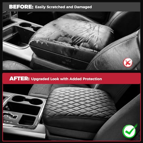 FREESOO Center Console Cover for 2009-2018 Dodge Ram 1500 2500 3500, Armrest Cushion Pad, Waterproof Faux Leather, Easy to Clean, Non-Slip & Anti-Scratch, Bucket Seat Only - size: 2009-2018 Ram Bucket Seat Console