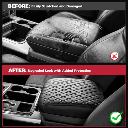 FREESOO Center Console Cover for 2009-2018 Dodge Ram 1500 2500 3500, Armrest Cushion Pad, Waterproof Faux Leather, Easy to Clean, Non-Slip & Anti-Scratch, Bucket Seat Only - size: 2009-2018 Ram Bucket Seat Console