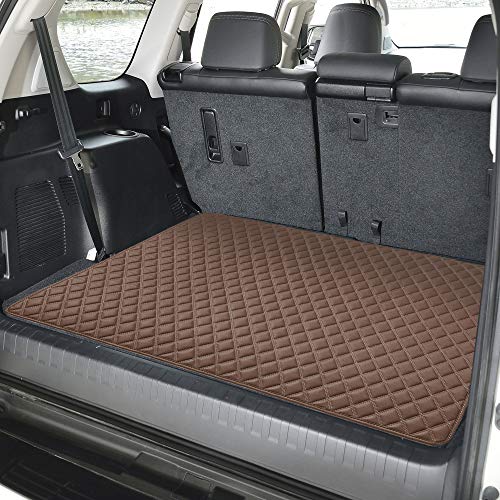 FH Group F16501BROWN-32 Deluxe Heavy Duty Faux Leather Diamond Pattern Multi-Purpose Brown Automotive Cargo Liner fits most Cars, SUVs, and Trucks, 32 inches - color: Brown, size: 40 x 32 Inches