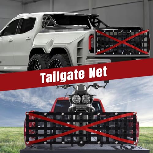Truck Tailgate Net Extendable Durable Heavy Duty Tailgate Cargo Net for Truck Bed 54"x17.7" with 4 Adjustable Buckle Straps Suitable for Pickup,Trailer,Boat,SUV - size: 54"x17.7"