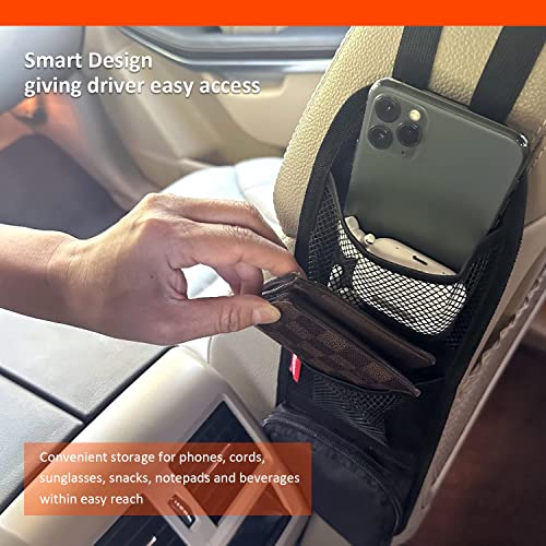 Car Seat Side Organizer, Auto Seat Storage Hanging Bag, Phones, Drink, Stuff Holder with Mesh Pocket for Cars, SUV & Truck