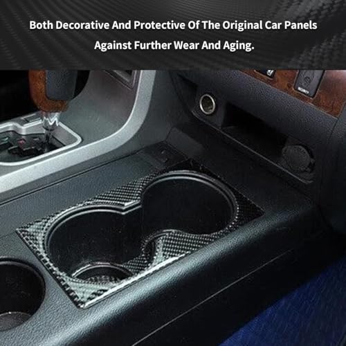 Car Front Seat Central Armrest Cup Holder Panel Sticker Trim for Toyota Tundra 2007-2013 Soft Carbon Fiber Centre Console Cup Holder Automotive Interior Decorative Cover - size: Centre Console Cup Holder Panel Trim Sticker