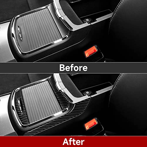 for 2011-2023 Dodge Charger / 2015-2023 Chrysler 300 Accessories Center Armrest Box Cover Decals Carbon Fiber Stickers - color: 4pcs Armrest Storage Box