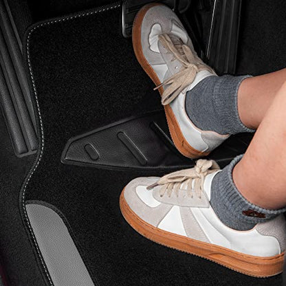 CAR PASS Rainbow Waterproof Universal Fit Faux Leather Car Carpet- Anti-Slip Nibbed Backing Floor Mats for SUV, Vans, Sedans, Trucks, Automotive Set of 4 (Black with Gray) - color: Gray