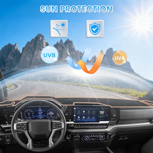 KUST Black Dash Cover Compatible with 2022-2025 2026 Chevy Chevrolet Silverado/GMC Sierra 1500 2500HD 3500HD (with HUD) (Only fit The 13.4-inch Screen Dashboard) Dashboard Cover Accessories - size: Sierra 22-26(Black)