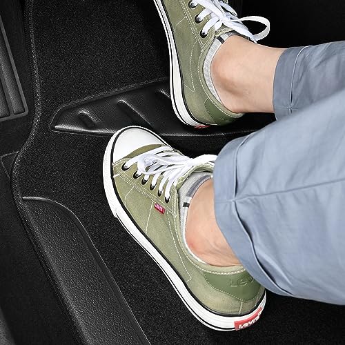 CAR PASS Waterproof Universal Faux Leather 3Row Car Floor Mats, Black Car Mats Fit for SUV,Vans,sedans, Trucks,Set of Vehicles Car Carpet with Driver Heel Pad and Anti-Slip Nibs Backing (Black 3Row) - color: Black 3R