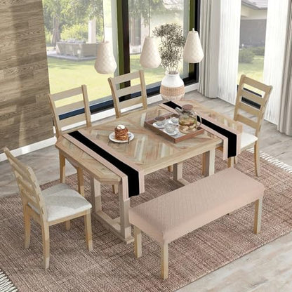 Fuloon Stretch Jacquard Dining Bench Cover - Anti-Dust Removable Bench Slipcover Washable Seat Cushion Protector for Bedroom, Kitchen, Hotel, Banquet (Khaki) - color: Khaki