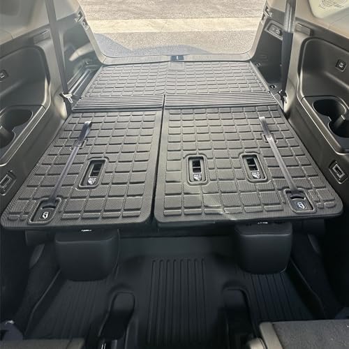 IKON MOTORSPORTS TPE Cargo Trunk Liner with Backrest Mat, Compatible with 2023-2026 Honda Pilot, Custom Fit All Weather Protection Heavy Duty Rear Trunk Tray Cargo Mats Protector, Black
