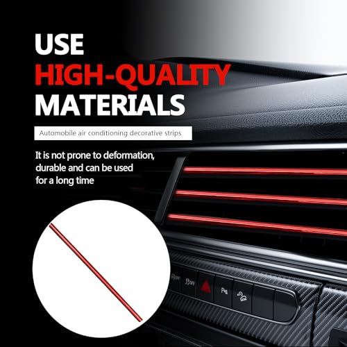 Automotive 20PCS Universal Car Air Conditioner Vent Trim Decoration Strip Bendable Vent Outlet Trim for Most Cars SUVs and Trucks with Straight Grilles, Red - color: Red