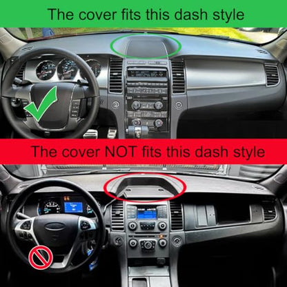 Dash Cover Mat Custom Fit for Ford Taurus with Head Up Collision Warning System with Light Sensor,Without Speaker Dashboard Cover Pad Carpet (Black) K380B