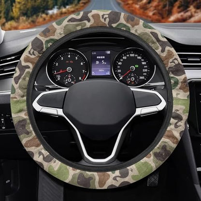 Camo Car Steering Wheel Cover for Men Duck Print Steering Wheel Covers with Elastic Edge Washable Automotive Accessories 15 Inch Gift for Holiday - color: Camo Hunting Duck