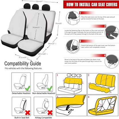 12 Pcs Pink Cherry Blossom Horse Car Seat Covers Full Set,Car Protectors,Universal Fit Front Back Seat Cushion/Seatbelt/Steering Wheel Cover/Anti Slip Coaster/Keychains for Cars SUV Truck