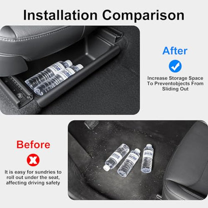 2PCS Under Seat Storage Box for 2025-2026 Tesla Model Y Juniper - Leak-Proof Covered Organizer Set, TPE Material, Quick-Pull Handle, Secure Anti-Slip Installation for Front Seats