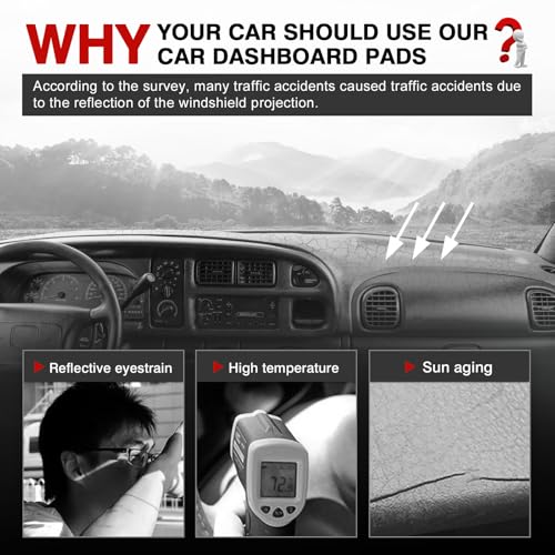 Autorder Gray Dashboard Cover Mat for Dodge Ram 1500 2500 3500 1998-2001 Accessories Dash Cover Upgrade Polyester Dash Mat Sunshade Glare UV Rays Protector - size: Gray 1998-2001 Dodge Ram