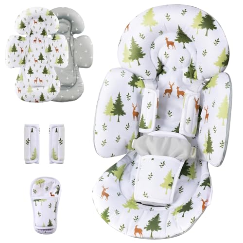 Generic Infant Car Seat Insert Compatible with Mamaroo Swing & Graco Swing and Infant Car Seat, Newborn Insert Baby Head Body Support, Reversible Design, Breathable Soft Fabric, 1Pcs - Green Forest - color: Green Forest