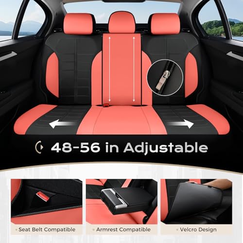 Coverado Leather Seat Covers Front and Rear Seat Cover 5 Seats Automotive Waterproof Car Seat Covers Universal Fit for Most Cars SUV Trucks, Red&Black - color: RedB, size: FullSet