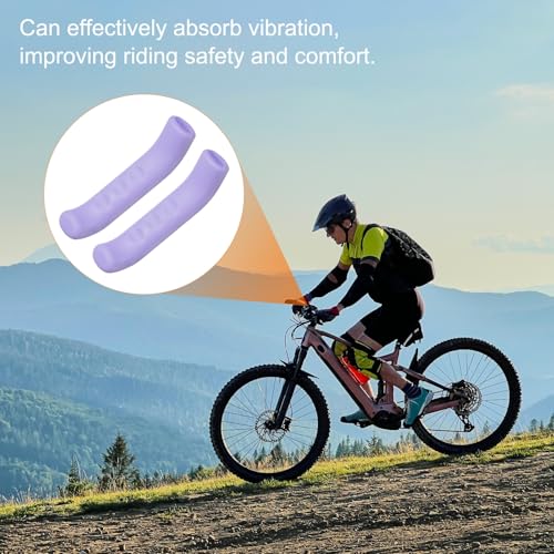 HARFINGTON 1 Pair Bike Brake Lever Cover Silicone Brake Lever Grip Protector Anti-Slip Brake Handle Protection Covers Sleeve for Mountain Road Bike Cycling, Purple - color: Purple