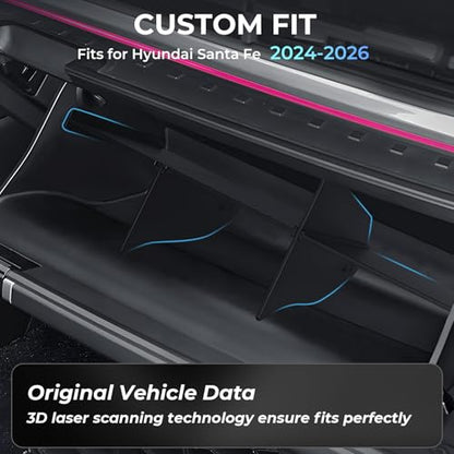 Glove Box Organizer Compatible with Hyundai Santa Fe 2026 2025 2024, Interior Accessories Glove Box Compartment Insert Storage Dividers for 2024-2026 Santa Fe, Black