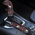 Skull Rose Print 2 Pcs Car Shift Knob Cover Handbrake Cover Set, Stretchy Car Gear Shift Knob Cover and Auto Selector Handball Collar Vehicle Interior Accessories - color: Skull Rose
