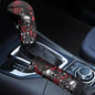 Skull Rose Print 2 Pcs Car Shift Knob Cover Handbrake Cover Set, Stretchy Car Gear Shift Knob Cover and Auto Selector Handball Collar Vehicle Interior Accessories - color: Skull Rose