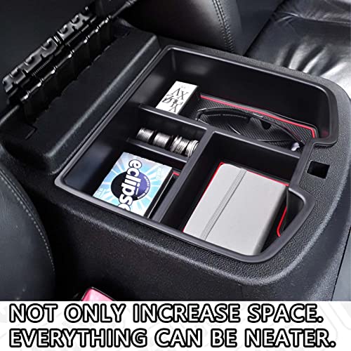 HGWEI Center Console Organizer Compatible with 2007-2014 Chevy Silverado GMC Sierra Avalanche Tahoe Suburban Yukon Yukon XL Accessories, Floor Mounted Center Console ONLY,Red Trim - color: red
