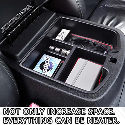 HGWEI Center Console Organizer Compatible with 2007-2014 Chevy Silverado GMC Sierra Avalanche Tahoe Suburban Yukon Yukon XL Accessories, Floor Mounted Center Console ONLY,Red Trim - color: red