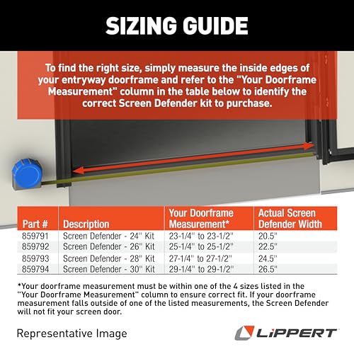 Lippert Components 859794 Screen Defender RV Entry Door Aluminum Screen Protector, 30-inch, Black - size: 30-inch Door (26.5\" Screen Kit)