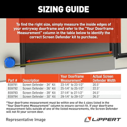 Lippert Components 859791 Screen Defender RV Entry Door Aluminum Screen Protector, 24-inch Door (20.5" Screen Kit) - size: 24-inch Door (20.5\" Screen Kit)