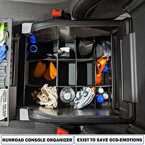 RUNROAD Center Console Organizer Dividers Compatible with Ford F150 2015-2020 (Full Console with Bucket Seats ONLY) Accessories, Insert Tray Divider Armrest ABS Secondary Storage