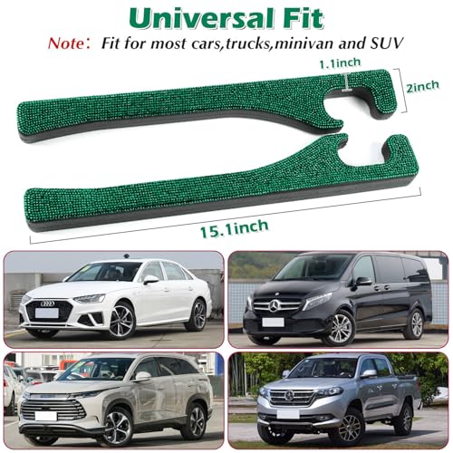 Briwill Green Car Seat Gap Filler, Set of 2 Handmade Crystal Rhinestone Diamond Car Gap Filler Green Bling Car Accessories for Women(Dark Green) - color: G-Darkgreen