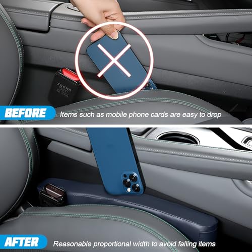 Mandark Car Seat Gap Filler, 2PCS Leather Vehicle Gap Stopper to Fill Between Seat and Console, Automotive Crevice Plug Blocker Accessories from Dropping, Universal for SUV, Sedan, Truck (Dark Blue) - color: Dark Blue