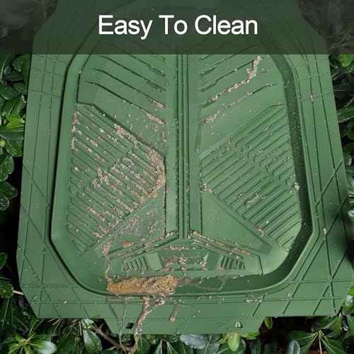 CAR PASS Heavy Duty Rubber Car Mats, Deepdish All Weather Floor Mats for Car Full Set, Universal Automotive Mats Trim to Fit for Sedans SUVs Trucks, Waterproof Anti-Slip Deep Tray 3 Pieces Olive Green - color: Olive Green