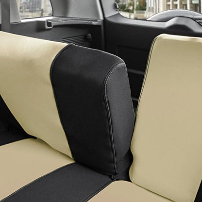 FH Group Full Cover Rear Bench Car Seat Cover – Universal Fit, Split Bench Design with Zipper, Compatible with 60/40 & 40/60 Split Seats, SUV & Van – Beige - color: Beige, style: Rear Set