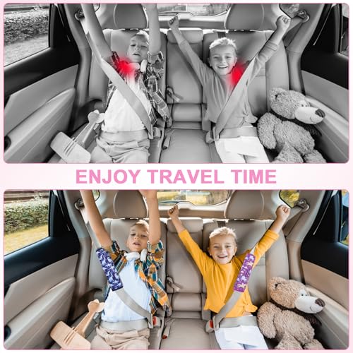 Amintiri Seat Strap Shoulder Pads for Kids, Seat Belt Cover for Children, Soft Furry Seat Belt Cushion for Travel, Cartoon Car Seat Belt Pad Cover for Boys and Girls.