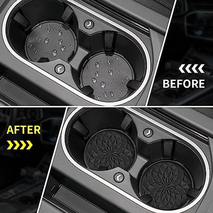 Car Coasters for Cup Holders [4 Pack] - 2.75In Silicone Auto Mug Mats - Universal Non-Slip Recessed Car Interior AccessoriesBlack - color: 4 Pack-black