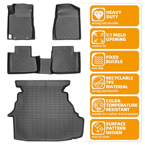 Floor Mats for Toyota Camry 2002 2003 2004 2005 2006, Camry Floor Mats ONLY Sedan, TPE Non-Slip Waterproof Summer Winter, Front & Rear Row & Cargo - style: 10)2002-2006|Camry Sedan|Floor&Cargo Mats