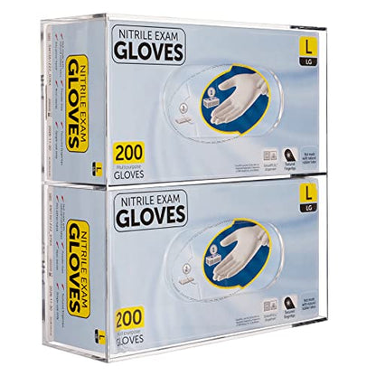 Double Glove Box Holder Wall Mount, Side-Load Acrylic Glove Dispenser - Clear Medical Storage Organizer for Lab, Hospital, Kitchen,- 10 x 3.54 x 10.6 IN - Quick Access & Easy Refill - size: Double