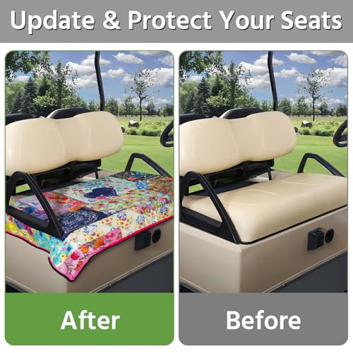 Golf Cart Seat Covers, Universal Golf Cart Seat Towel Blanket for Yamaha, EZGO, Club Car, Icon and More 2-Seat Carts, 100% Microfiber Keeps Seat Comfortable and Clean - color: quilt