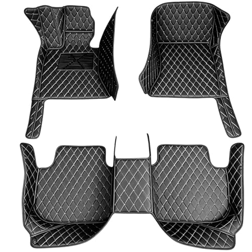 Custom Making Car Floor Mats Waterproof Anti-Slip Faux Leather Protection Floor. Auto Foot Pad Set Automobile Interior Carpet Accessories for SUV and Trucks (Black White) - color: Black white