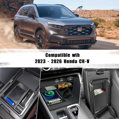 3PCS Center Console Organizer Compatible with 2026 2025 2024 2023 Honda CRV Armrest Storage Box Armrest Hidden Storage Box Secret Compartment Insert Tray Interior Accessories - size: 3 Pcs Center Console Organizer+secret Compartment