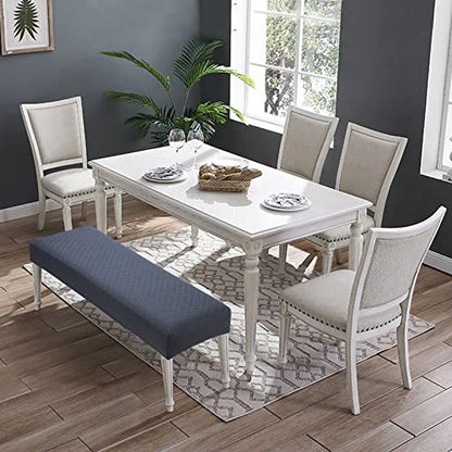 Fuloon Stretch Jacquard Dining Bench Cover - Anti-Dust Removable Bench Slipcover Washable Seat Cushion Protector for Bedroom, Kitchen, Hotel, Banquet (Gray) - color: Grey