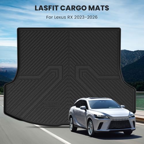 LASFIT Trunk Mat for Lexus RX/RX350/RX350h/RX500h 2025 2024 2023 2026, All Weather TPE RX 350 Cargo Mats Custom Fit for Lexus RX350 Cargo Liner Front & Rear Trunk Liner, Black, Easy to Clean - size: 2023-2026|For Lexus RX|Cargo Mat