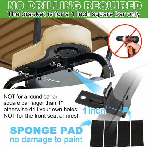10L0L Golf Cart Rear Seat Kit Arm Rest Set with Cup Holder for Yamaha EZGO Club Car Golf Cart UV-Proof Coating Long Lasting, No Drilling Kits Include - color: Beige