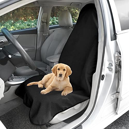 Waterproof Sweating Car Seat Cover for Post Gym Workout, Running, Swimming, Beach and Hiking, Universal Fit Non-Slip Towel Bucket Seat Protector for Cars SUV Trucks, Machine Washable (Black)