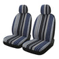 4PCS Baja Saddle Blanket Car Seat Covers, Front Set Breathable Washable Seat Covers with Seatbelt Pad, Striped Woven Cloth Airbag Compatible Seats Protector for Most Vehicles (Blue Stripe) - color: Blue Stripe