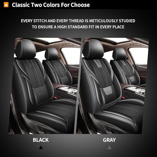 AOMSAZTO 2 Front Car Seat Covers Custom Fit for Honda Ridgeline 2006-2014 & 2024-2025: Seat Cover Faux Leather Breathable Waterproof Compatible Airbag (Black&Gray) - color: #092 Black&Gray, size: 2006-2014&2024-2025-2 front seat covers only