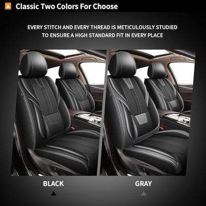 AOMSAZTO 2 Front Car Seat Covers Custom Fit for Honda Ridgeline 2006-2014 & 2024-2025: Seat Cover Faux Leather Breathable Waterproof Compatible Airbag (Black&Gray) - color: #092 Black&Gray, size: 2006-2014&2024-2025-2 front seat covers only